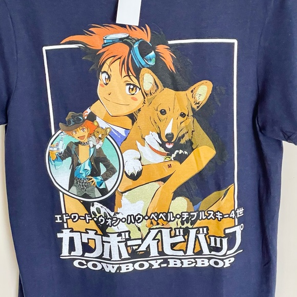 NEW Cowboy Bebop Ed & Ein Graphic Navy Anime T Shirt Adult size Medium - Picture 2 of 4